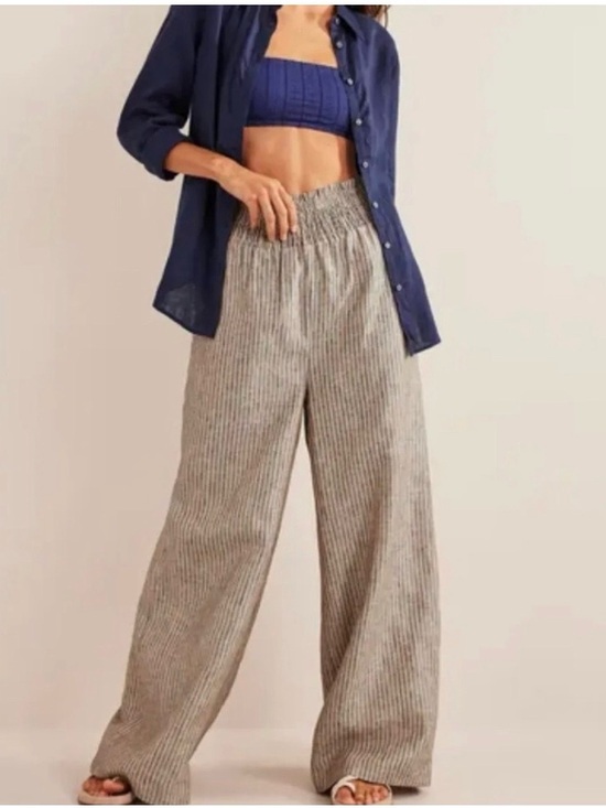 Boden Pants - Boden Wide-Leg Linen-Blend Pants 10R